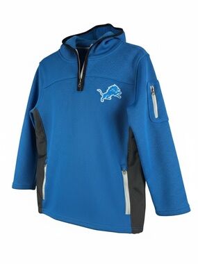 NFL Detroit Lions Fleece Quarter Zip Youth 14/16 Blue Pullover